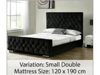 Ottoman Storage Bed Frame Plush Velvet Upholstered Panel Headboard All Sizes