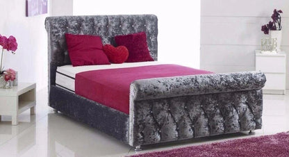 SLEIGH Upholstered Bed Frame - Deep Button Tufted - Double, King & S.King UK