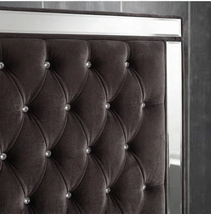 Luxury ROYALE Mirrored Bed Frame with Diamante Tufting - Double, King & Super