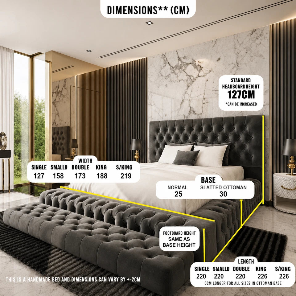 Luxury Plush Velvet Ottoman Bed Gas Lift Storage Divan Double King Super King