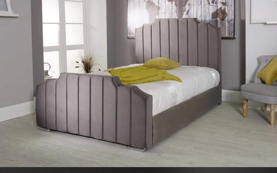 CROWN Upholstered Bed Frame - Vertical Panel Design - Double, King, S.King UK