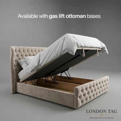 Luxury Plush Velvet Ottoman Bed Gas Lift Storage Divan Double King Super King
