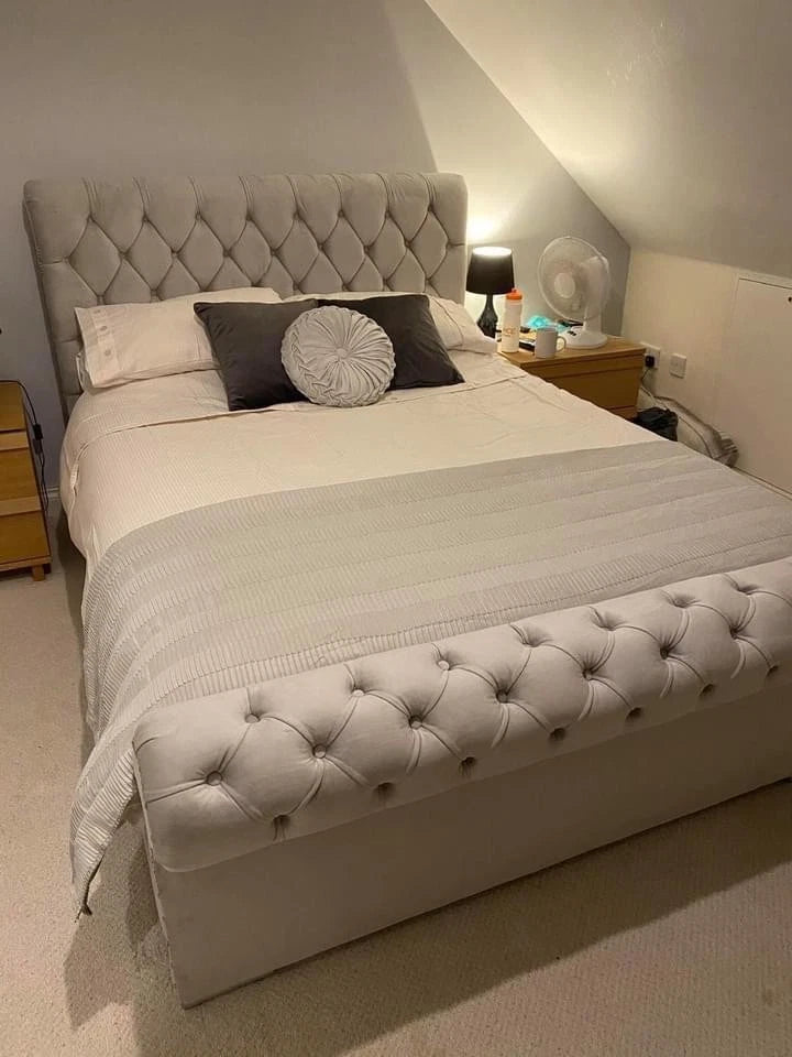 CHESTERFIELD Premium Upholstered Bed Frame - Choice of Sizes & Colors UK