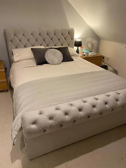 CHESTERFIELD Premium Upholstered Bed Frame - Choice of Sizes & Colors UK