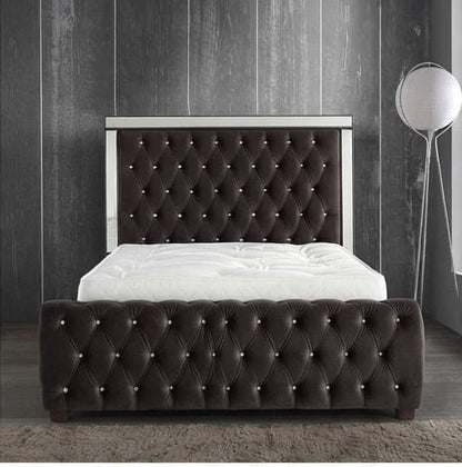 Luxury ROYALE Mirrored Bed Frame with Diamante Tufting - Double, King & Super