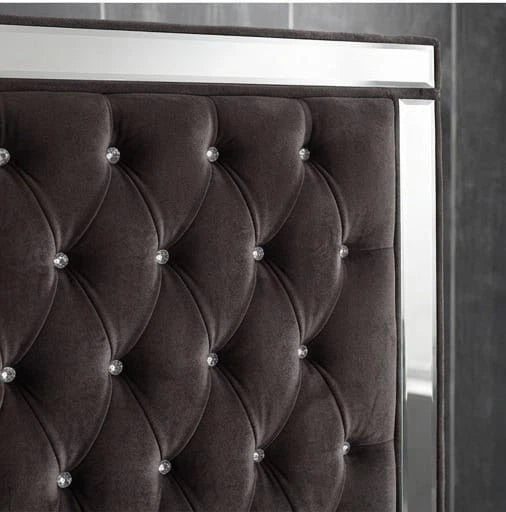 Luxury ROYALE Mirrored Bed Frame with Diamante Tufting - Double, King & Super