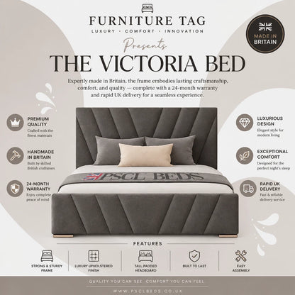 Furniture Tag Victoria V Lined Upholstered Bed Frame Double King Super King