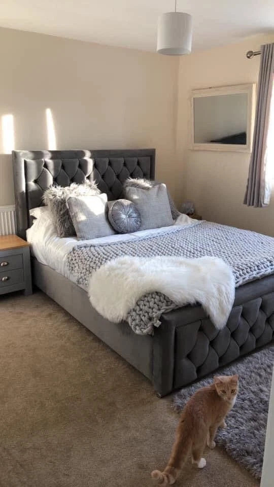 Luxury HILTON Tufted Bed Frame - Elegant Upholstered - Double, King & Super King