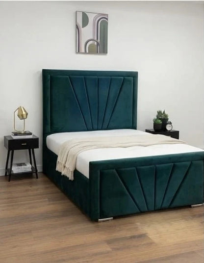 HORIZON Bumper Bed Frame - Fan-Stitched Upholstered - Double, King, S.King UK
