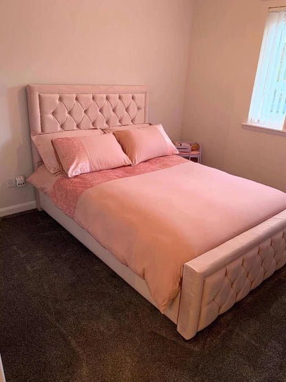 Luxury HILTON Tufted Bed Frame - Elegant Upholstered - Double, King & Super King