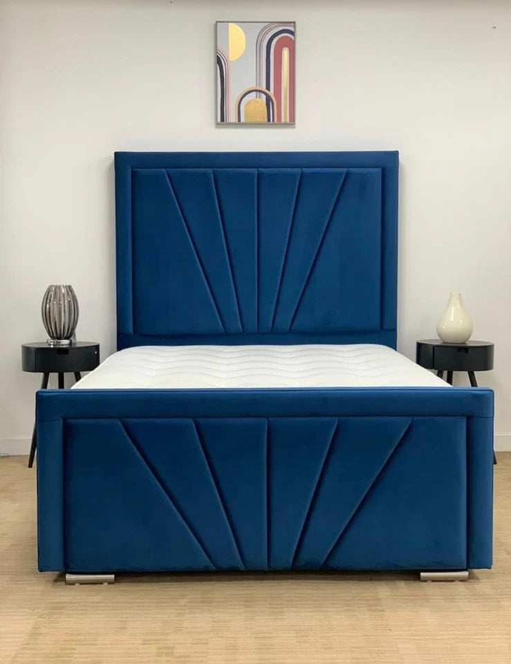 HORIZON Bumper Bed Frame - Fan-Stitched Upholstered - Double, King, S.King UK