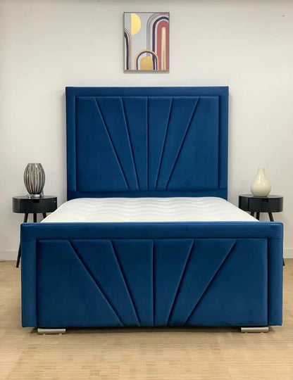 HORIZON Bumper Bed Frame - Fan-Stitched Upholstered - Double, King, S.King UK