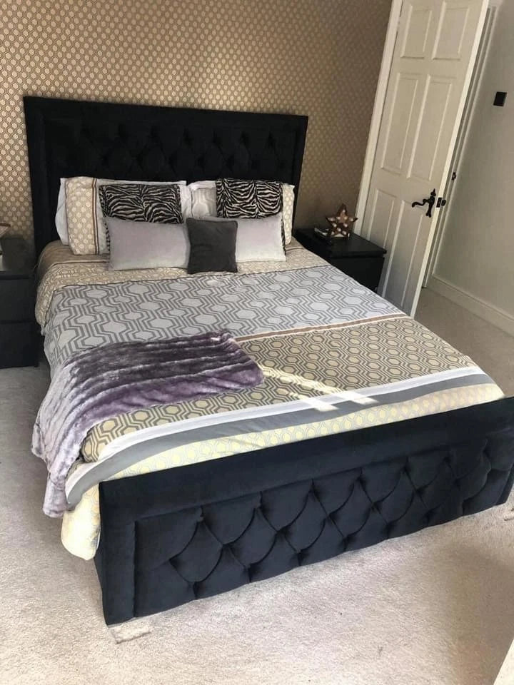 Luxury HILTON Tufted Bed Frame - Elegant Upholstered - Double, King & Super King